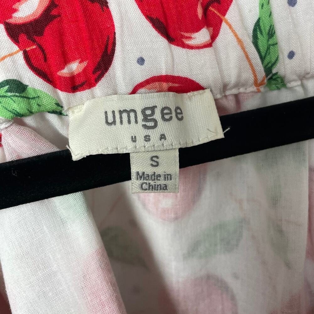 Umgee Cherry Fruit Long Sleeve Button Up Shirt Dress Size Small Cottage Retro - Picture 3 of 5